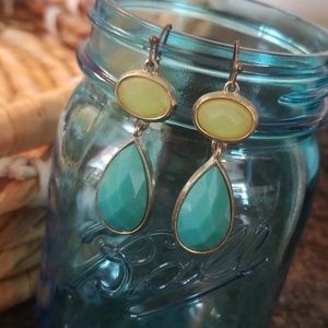 Gold teal dangles
